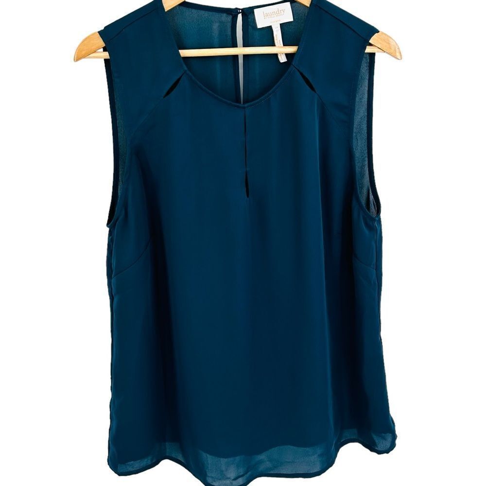 Laundry by Shelli Segal dark teal sleeveless dress/work top size 14